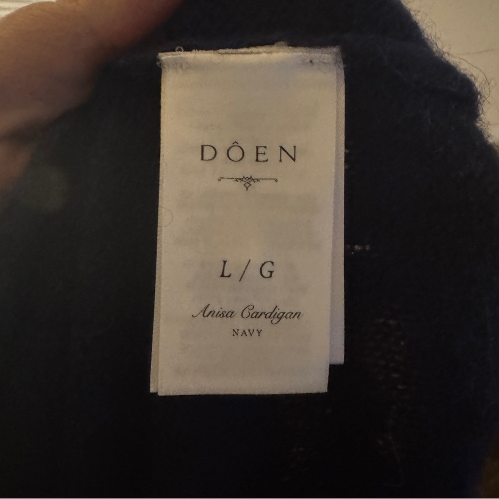 Doen Anisa Cardigan in Navy Alpaca Wool Quiet Luxury Button-Up Sweater Large - Picture 4 of 6